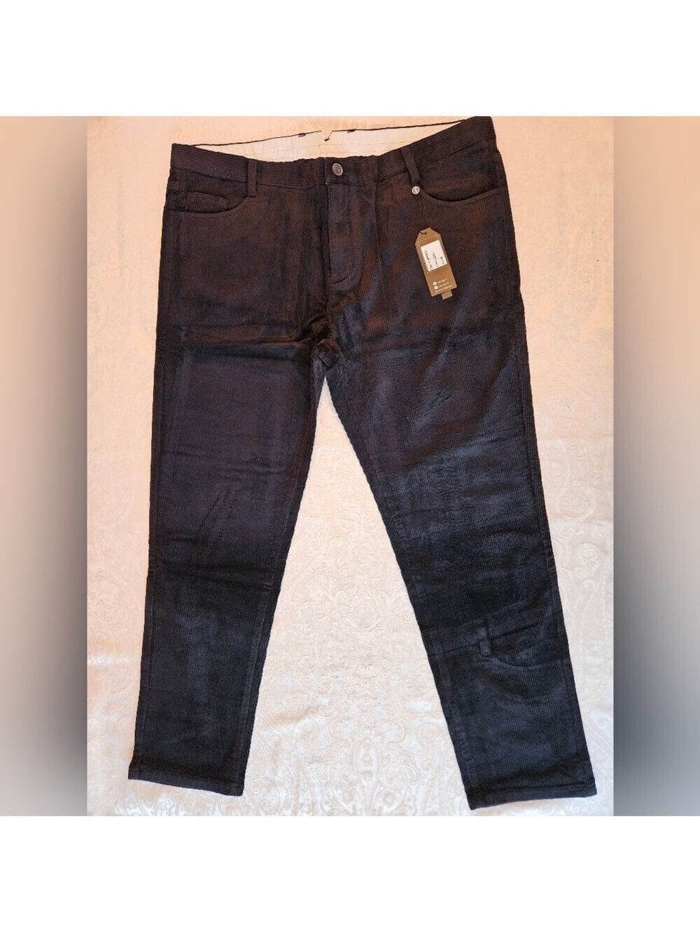 Men's Classic Cotton Black Corduroy Chino Pants, Size 46, Snover, NWT